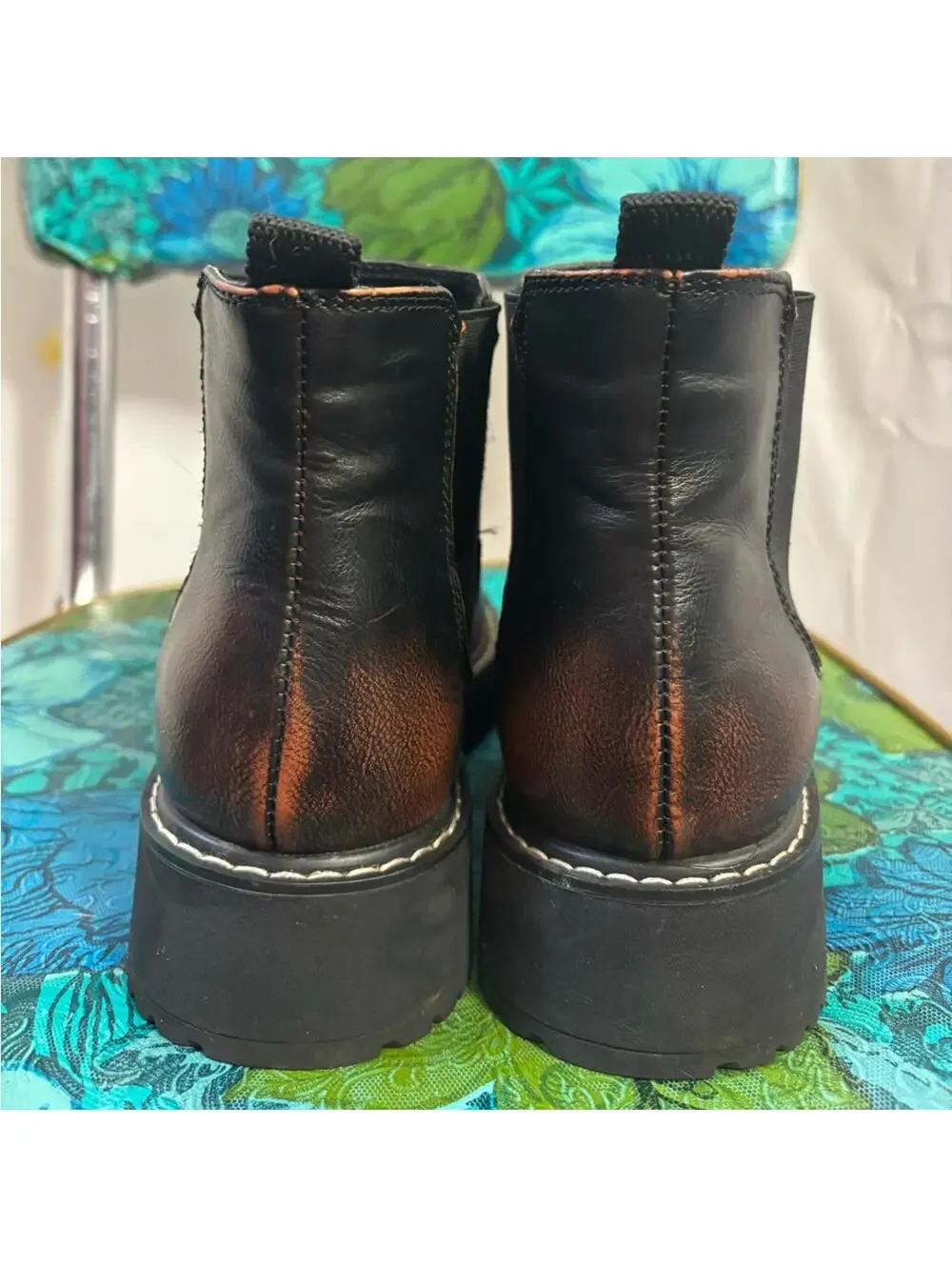 Madden‎ Girl Kween Chunky Chelsea Ankle Boots Brown+Black Women’s Size 6.5 - Picture 7 of 14